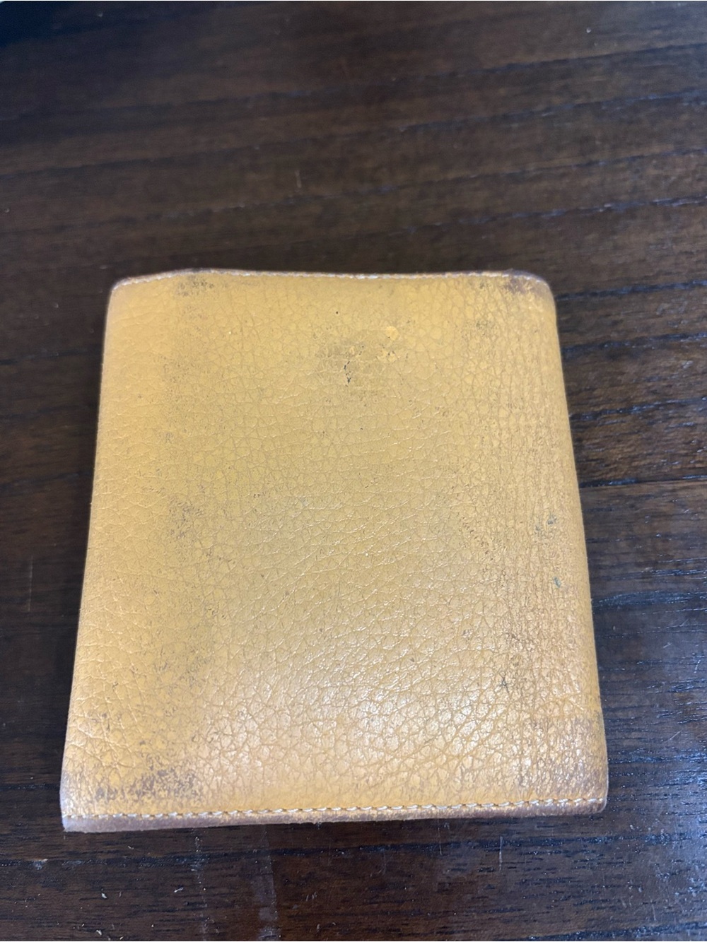 Vintage Hermès Paris Leather Compact Wallet Gold Yellow Grained France